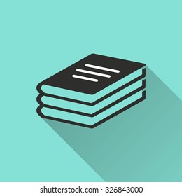 Book  icon  on green background. Vector illustration.