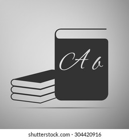 Book icon on grey background. Vector Illustration
