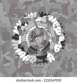 book icon on grey camouflage texture