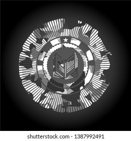 book icon on grey camouflaged texture