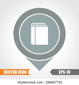 Book Icon On Map Pointer. Eps.-10.