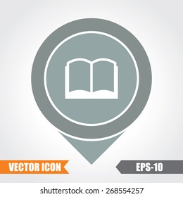 Book Icon On Map Pointer. Eps.-10.
