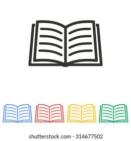 Book icon on white background. Vector illustration.