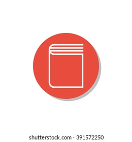 Book icon, on white background, red circle border, white outline