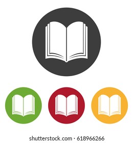 Book icon on the white background. Vector illustration.