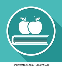 Book icon on white circle with a long shadow