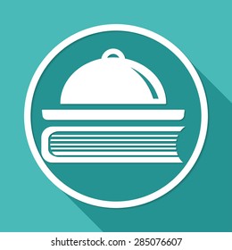 Book icon on white circle with a long shadow