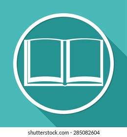 Book icon on white circle with a long shadow