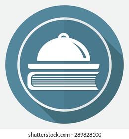 Book icon on white circle with a long shadow