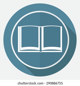 Book icon on white circle with a long shadow