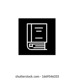 book icon. Online learning icon. Perfect for application, web, logo and presentation template. Icon design line inverted style