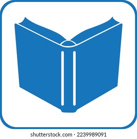 Book icon, open book icon blue vector