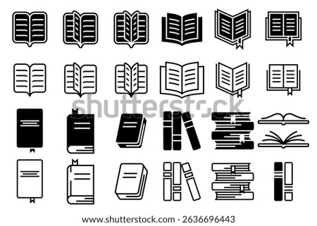 Book icon. Open, close book. Vector illsutration.