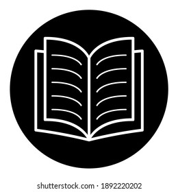 Book icon, open education textbook, library vector illustration  symbol. learning design isolated on white background .