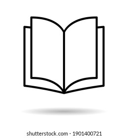 Book icon, open education textbook, library vector illustration  symbol. learning design isolated on white background .