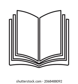 The book icon. A book open in the middle. A symbol of learning, storing knowledge and reading. Vector illustration isolated on a white background for design and web.