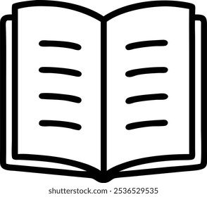 Book icon, open book icon in outline, silhouette