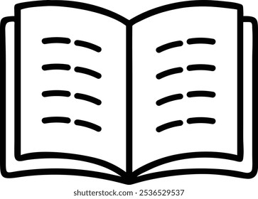 Book icon, open book icon in outline, silhouette