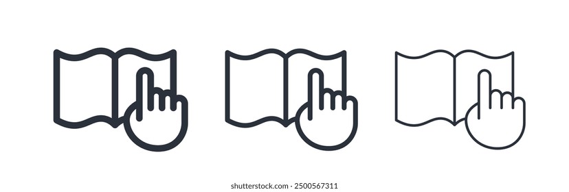 Icono de libro. Abra el símbolo del libro. Lea el ícono del Vector de instrucciones. Signo manual del usuario. Aislado sobre fondo blanco.