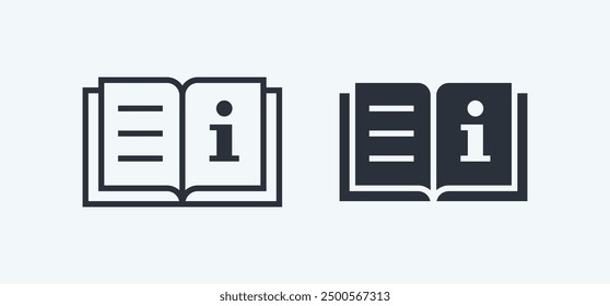 Book icon. Open book symbol. Read instruction vector icon. User manual sign. Isolated on white background.