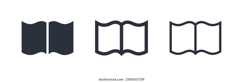 Book icon. Open book symbol. Read instruction vector icon. User manual sign. Isolated on white background.