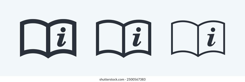 Book icon. Open book symbol. Read instruction vector icon. User manual sign. Isolated on white background.