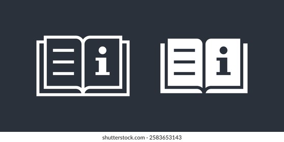 Book icon. Open book symbol. Read instruction vector icon. User manual sign. Isolated on white background.