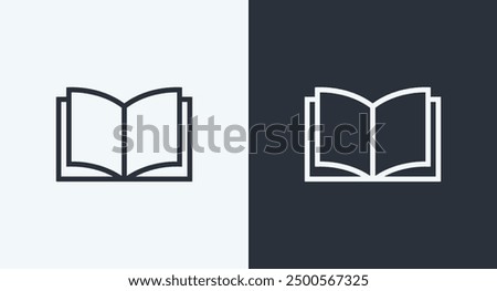 Book icon. Open book symbol. Read instruction vector icon. User manual sign. Isolated on white background.