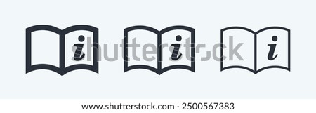 Book icon. Open book symbol. Read instruction vector icon. User manual sign. Isolated on white background.