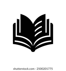 Book icon, open book icon vector. Black ebook icon on white background