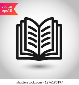 Book icon. Open book vector sign. Line book icon. Linear flat symbol. Magazine icon. Notebook icon. Document sign. EPS 10 sign
