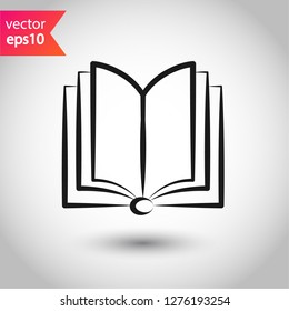 Book icon. Open book vector sign. Line book icon. Linear flat symbol. Magazine icon. Notebook icon. Document sign. EPS 10 sign