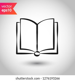 Book icon. Open book vector sign. Line book icon. Linear flat symbol. Magazine icon. Notebook icon. Document sign. EPS 10 sign