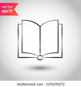 Book icon. Open book vector sign. Line book icon. Linear flat symbol. Magazine icon. Notebook icon. Document sign. EPS 10 sign