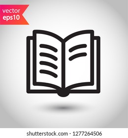 Book icon. Open book vector sign. Line book icon. Linear flat symbol. Magazine icon. Notebook icon. Document sign. EPS 10 sign