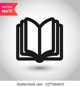 Book icon. Open book vector sign. Line book icon. Linear flat symbol. Magazine icon. Notebook icon. Document sign. EPS 10 sign