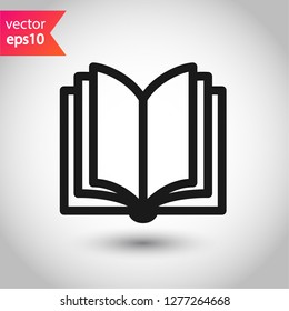 Book icon. Open book vector sign. Line book icon. Linear flat symbol. Magazine icon. Notebook icon. Document sign. EPS 10 sign