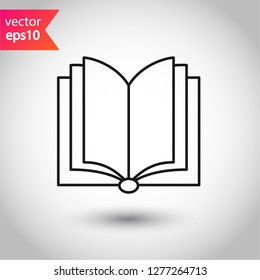 Book icon. Open book vector sign. Line book icon. Linear flat symbol. Magazine icon. Notebook icon. Document sign. EPS 10 sign