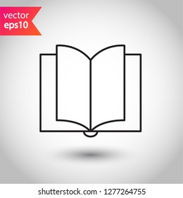 Book icon. Open book vector sign. Line book icon. Linear flat symbol. Magazine icon. Notebook icon. Document sign. EPS 10 sign
