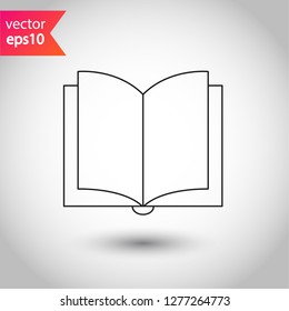 Book icon. Open book vector sign. Line book icon. Linear flat symbol. Magazine icon. Notebook icon. Document sign. EPS 10 sign