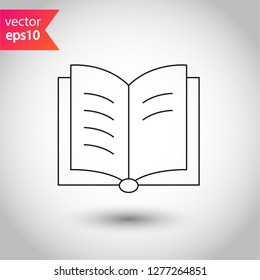 Book icon. Open book vector sign. Line book icon. Linear flat symbol. Magazine icon. Notebook icon. Document sign. EPS 10 sign