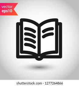 Book icon. Open book vector sign. Line book icon. Linear flat symbol. Magazine icon. Notebook icon. Document sign. EPS 10 sign