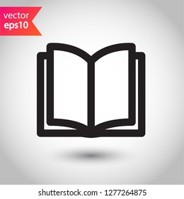 Book icon. Open book vector sign. Line book icon. Linear flat symbol. Magazine icon. Notebook icon. Document sign. EPS 10 sign