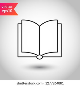Book icon. Open book vector sign. Line book icon. Linear flat symbol. Magazine icon. Notebook icon. Document sign. EPS 10 sign
