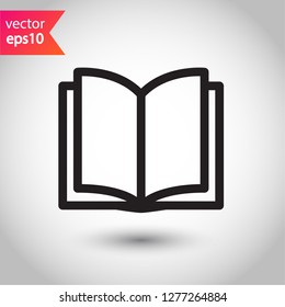Book icon. Open book vector sign. Line book icon. Linear flat symbol. Magazine icon. Notebook icon. Document sign. EPS 10 sign