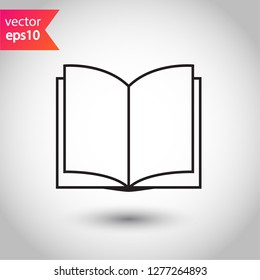 Book icon. Open book vector sign. Line book icon. Linear flat symbol. Magazine icon. Notebook icon. Document sign. EPS 10 sign