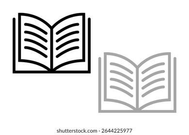 Book icon opening Book  black, Gray and white background vector illustration design