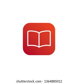 Book icon with orange and red background 