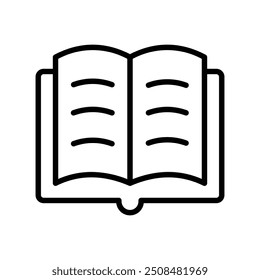 book icon. Outline style design isolated on white background