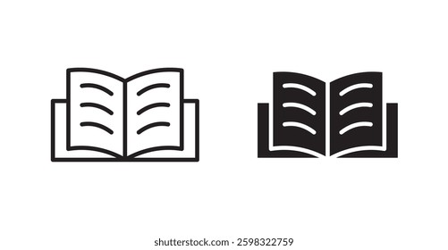 Book icon outlined icon vector collection.